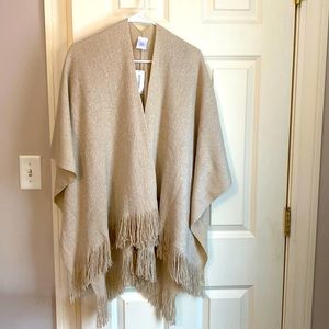 Dressy shawl, never worn, tan with silver